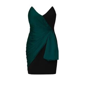 JILL JILL STUART Strapless Cocktail Mini Dress Satin Sheath Teal Black Size 4